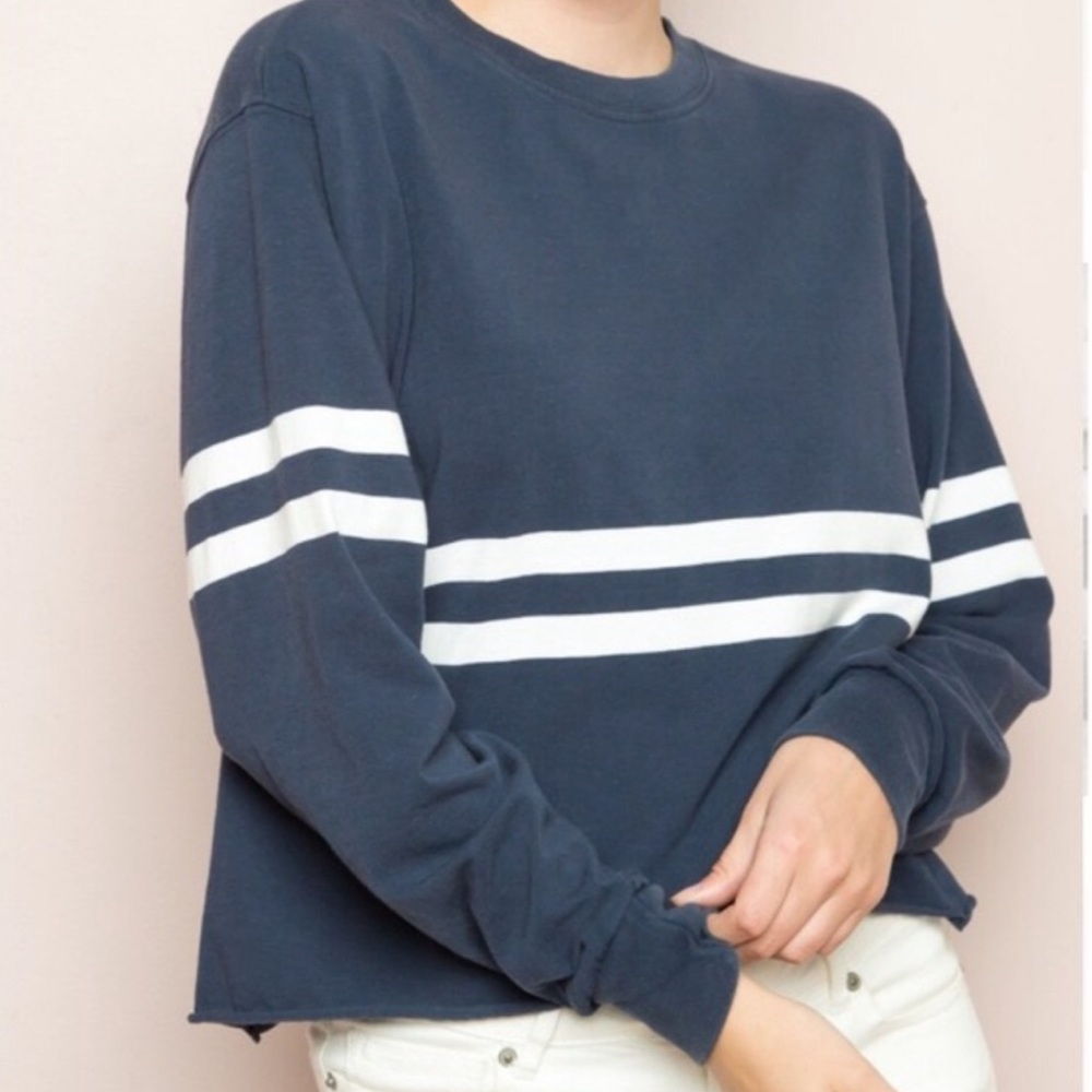 Brandy Melville Striped Navy Blue Long Sleeve Top
